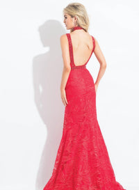 Rachel Allan - Floral Embroidered Mermaid Gown With Rhinestones