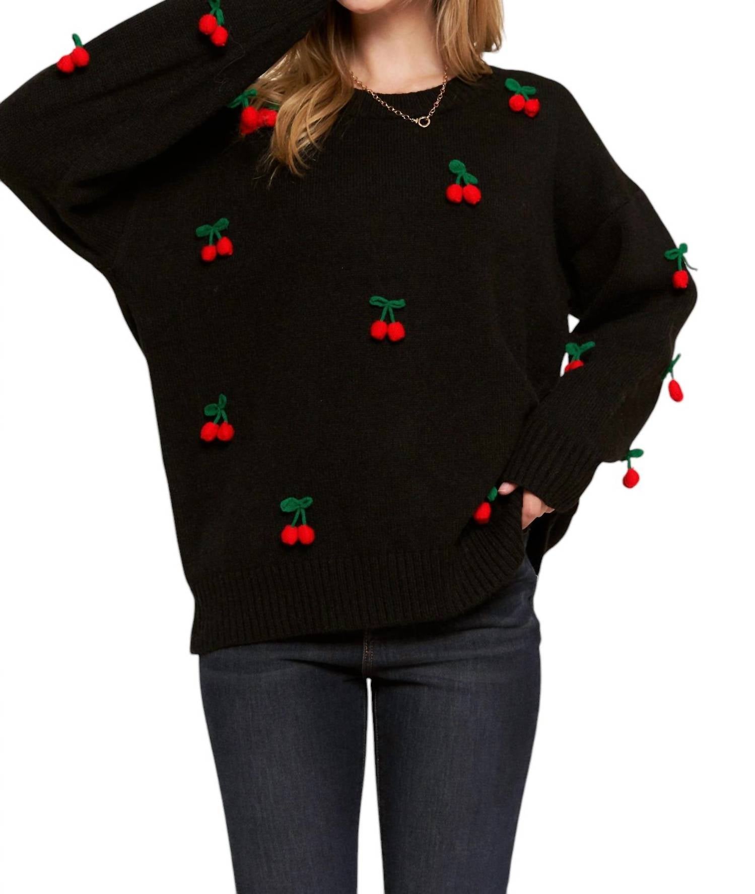 And The Why - Shirley Temple Cherry Pom Sweater
