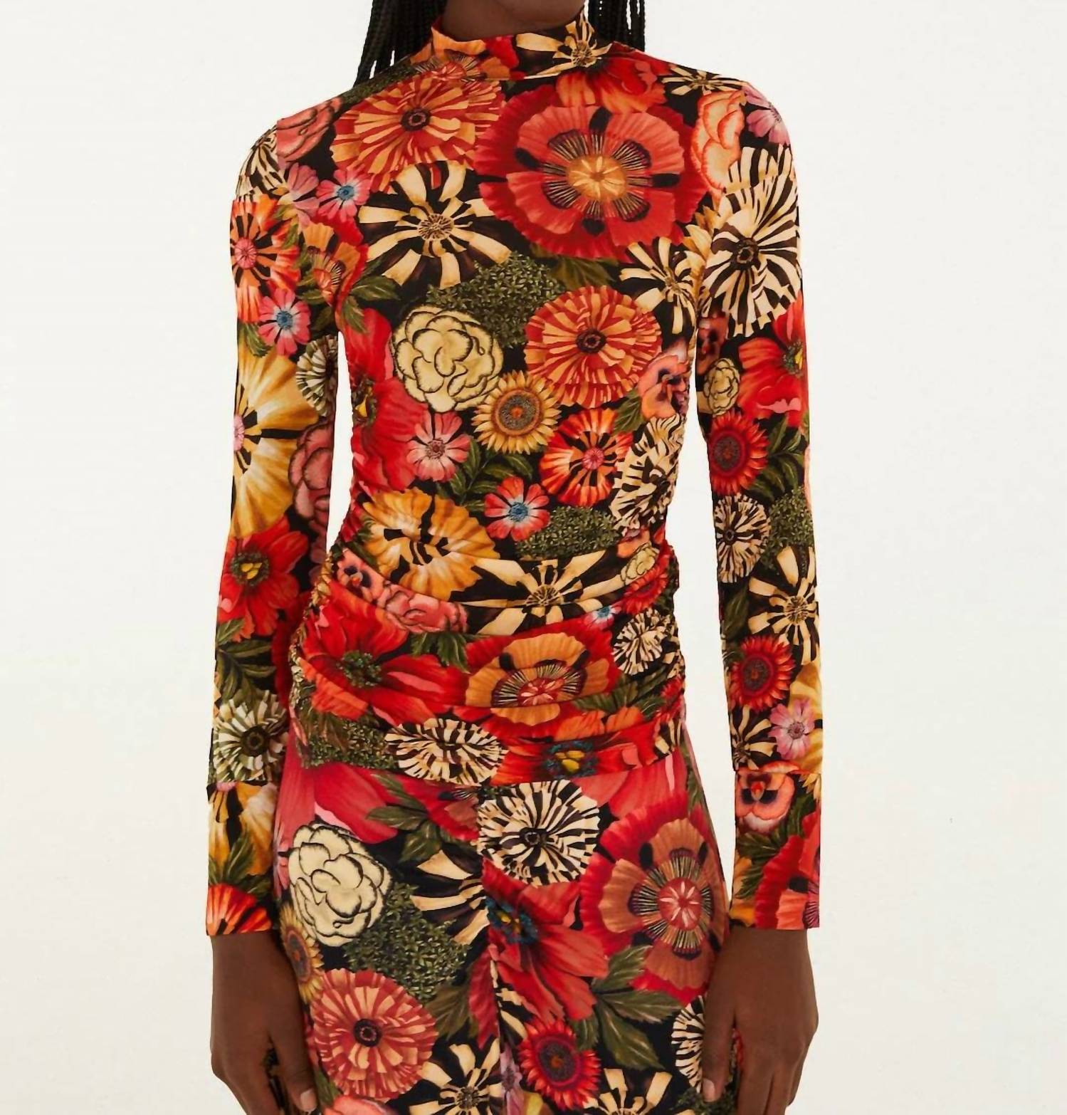 Farm Rio - Flowershop Ruched Waist Jersey Blouse