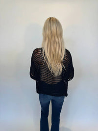 Romi The Brand Azure Crochet Classic Top in black - women's t-shirt - view 4