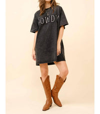 Blue B - Howdy Shirt Dress With Rhinestone Detail