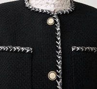 Suncoo Donna Collarless Basketweave Jacket in black 1 - women's cardigan - view 5