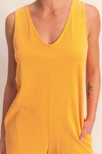 HYFVE Golden Girl V-Neck Sleeveless Romper in yellow - women's pants - view 4
