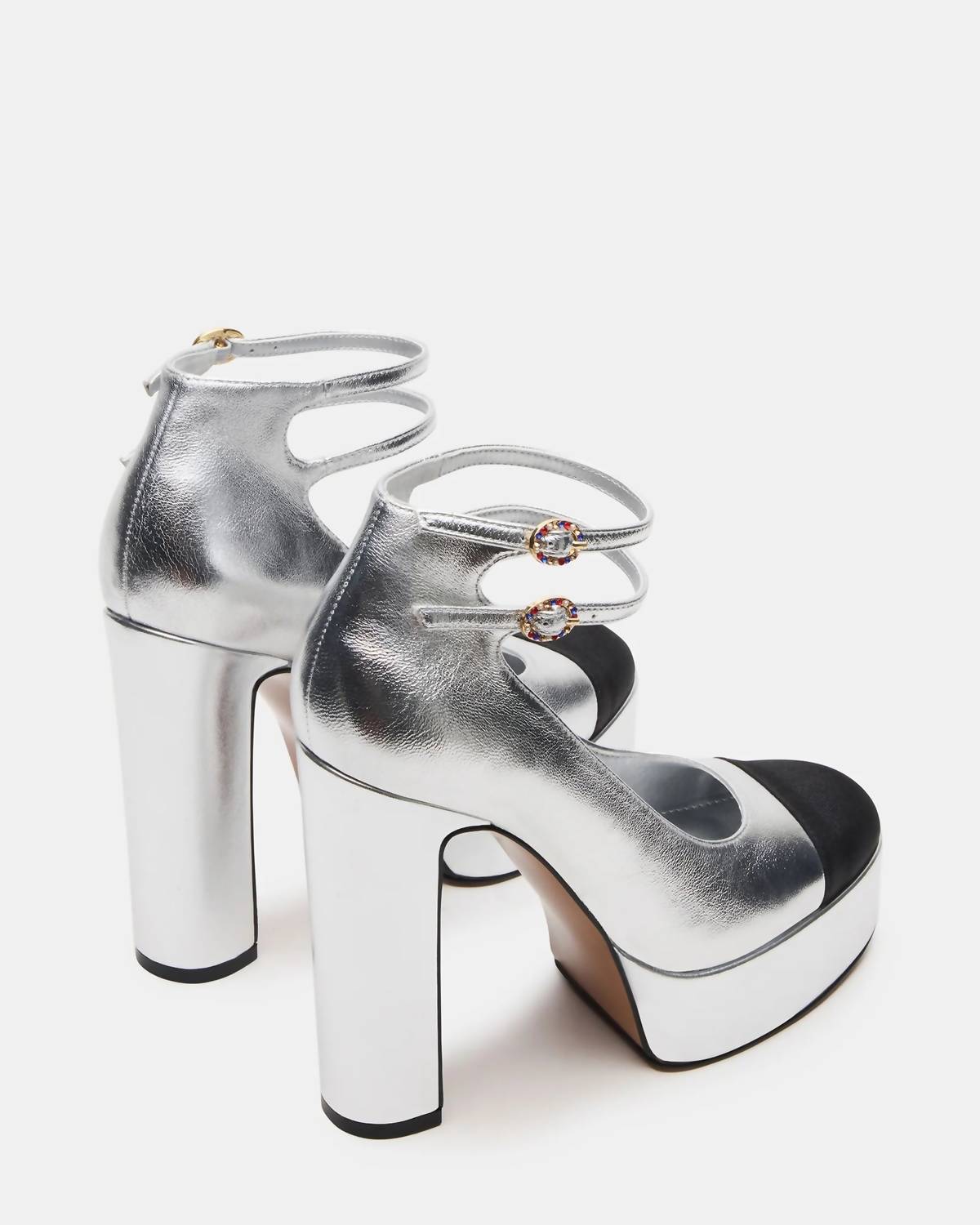 STEVE MADDEN Women's Peyton Genuine Leather Cap Toe Platform Hi Heels in silver - women's heels - view 5