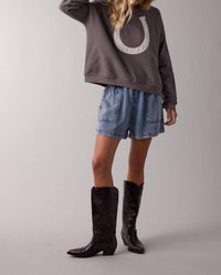 WISHLIST Horseshoe Crewneck Sweatshirt in charcoal - women's top - view 4