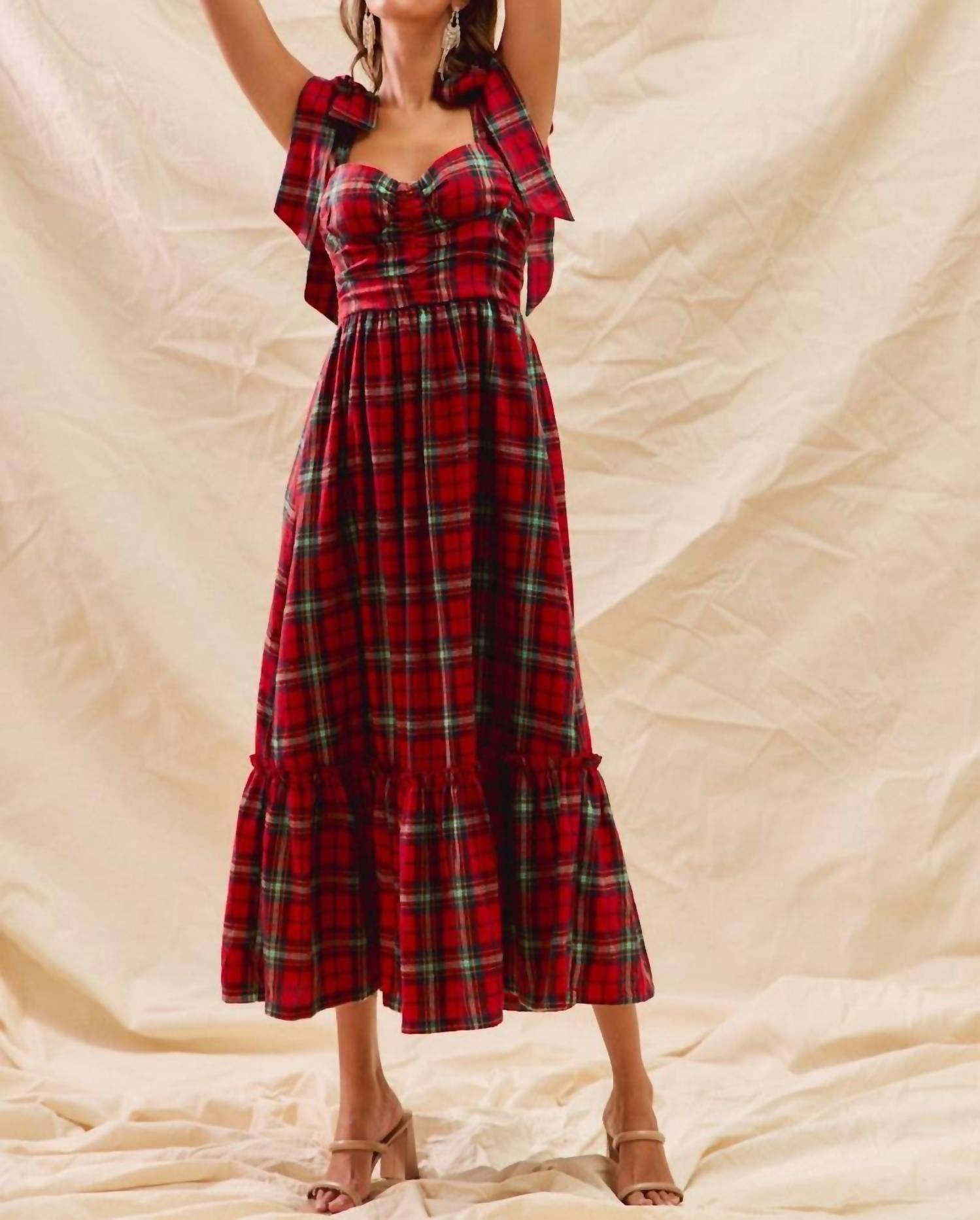 So Me - Check Plaid Midi Dress
