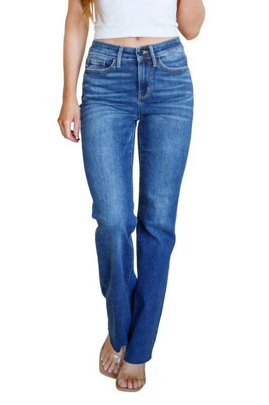 Judy Blue - Mid Rise Raw Hem Bootcut Jeans