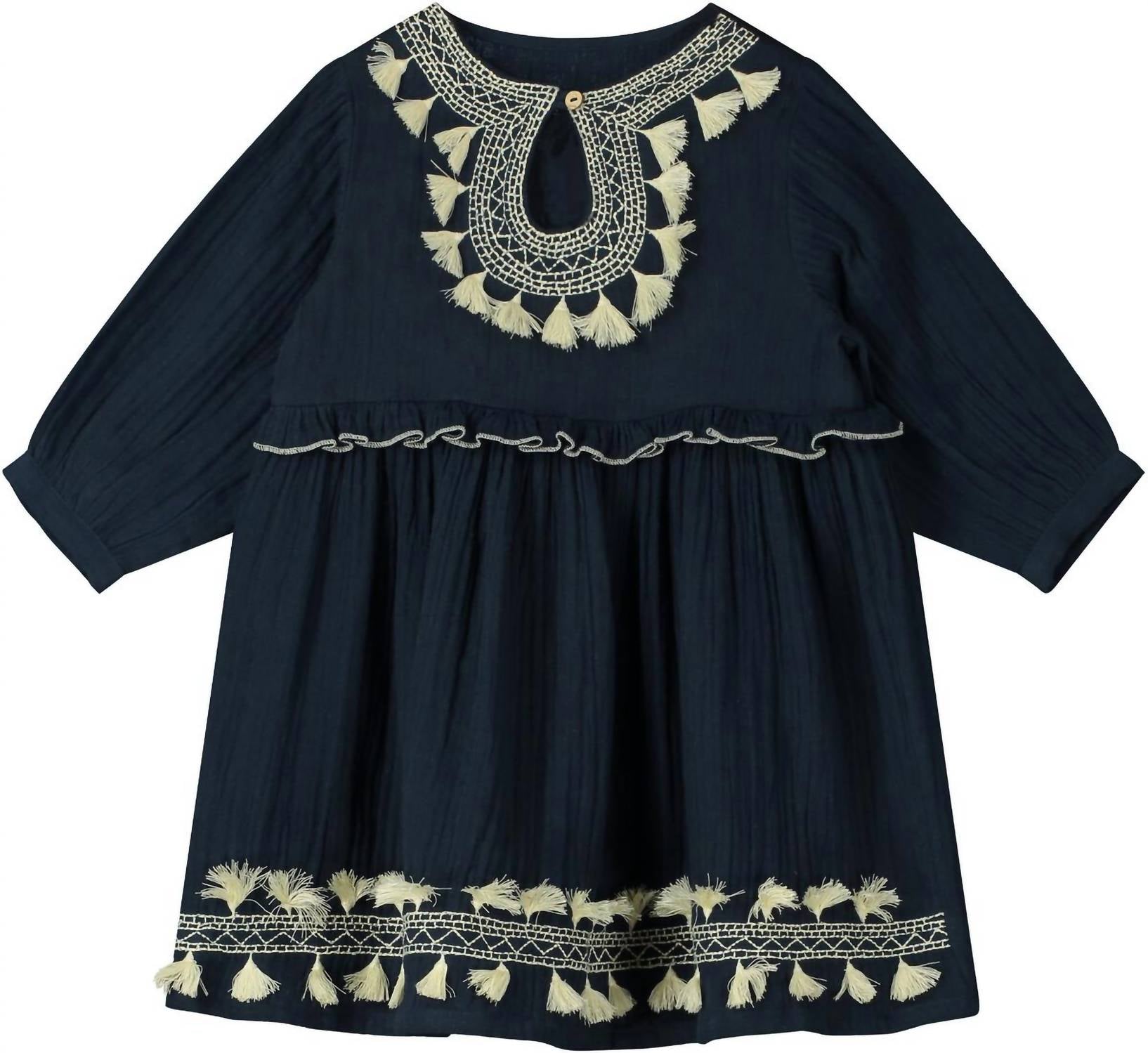 Poppet & Fox - Women's Chelsea Embroidered Keyhole Neck Dress