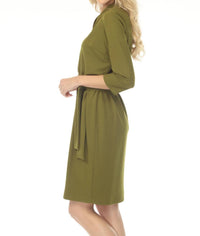 Joseph Ribkoff - Belted V-neck 3/4 Sleeve Dress
