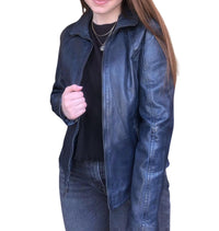 MAURITIUS Else Rf Leather Jacket in navy - women's jacket