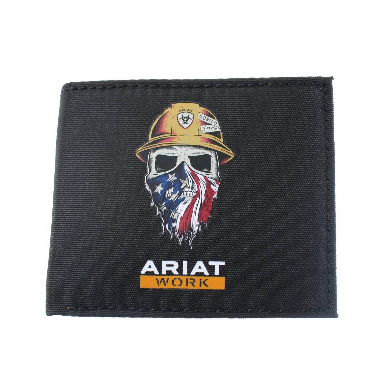 ARIAT Men's Work Rfid Work Skull Bi-fold Wallet in black - men's bag