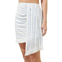 Sugarlips - Leah Stripe Faux Wrap Tassel Trim Skirt