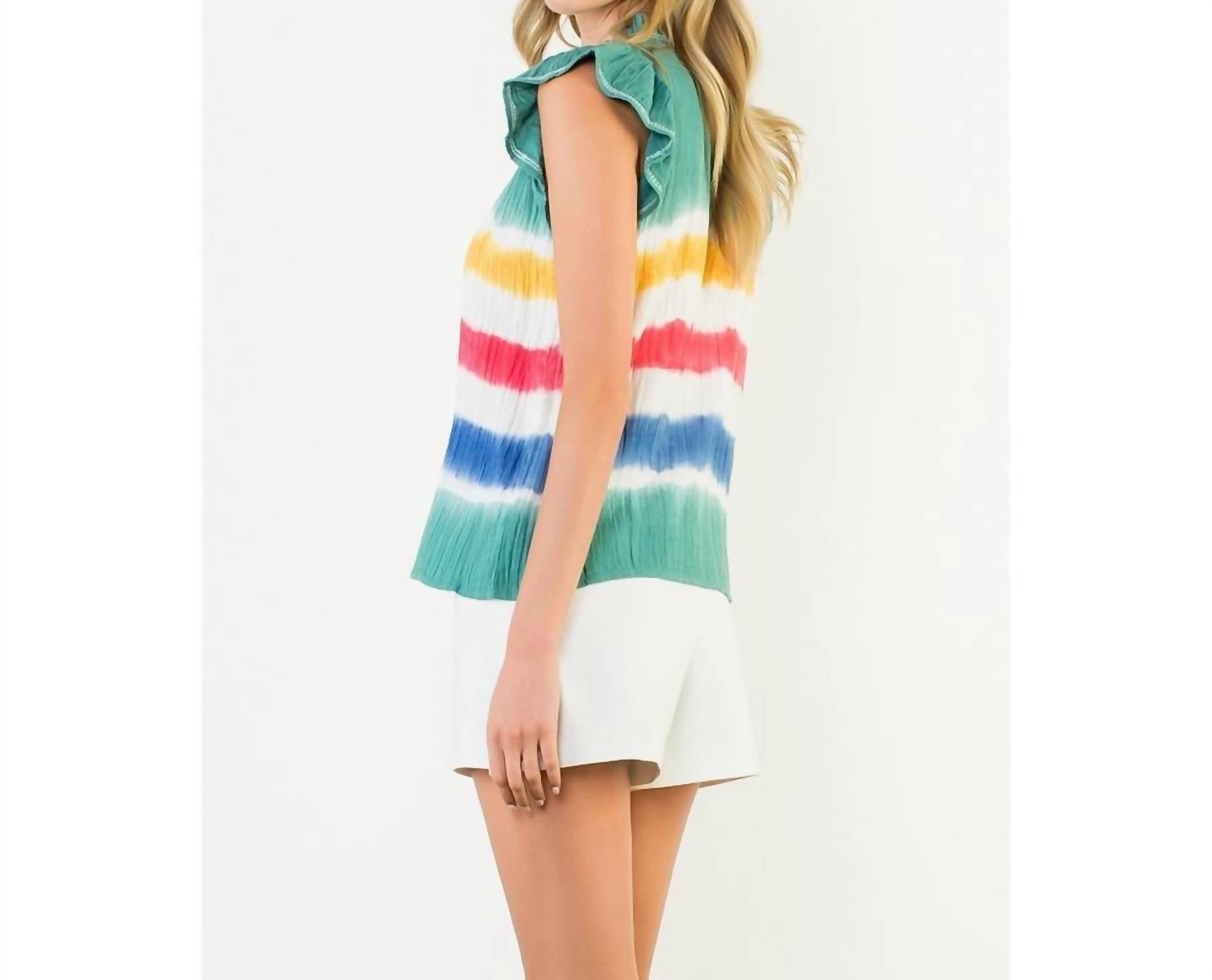 Thml - Tie Dye Ruffle Sleeve Top