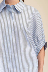 Glam - Collar Neck Short Kimono Sleeve Shirt