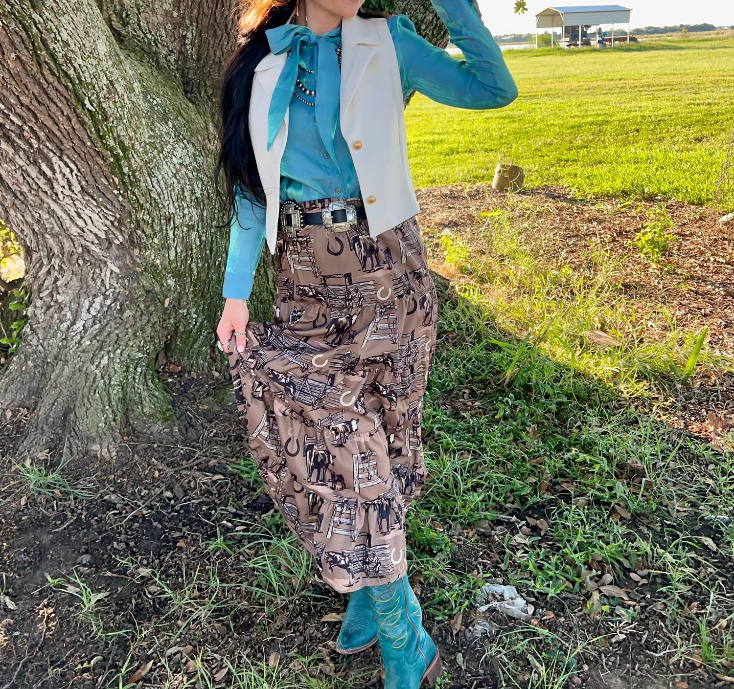 Lovlei Belle Button Down Long Sleeve Top in glacier - women's blouse - alternate view