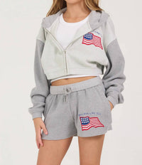 Vintage Havana - Thermal Zip Hoodie Short Set