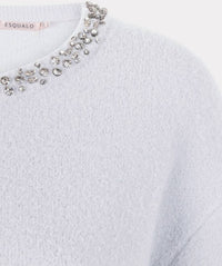 ESQUALO Fredrika Fancy Neck Sweater in off white - women's sweater - view 6