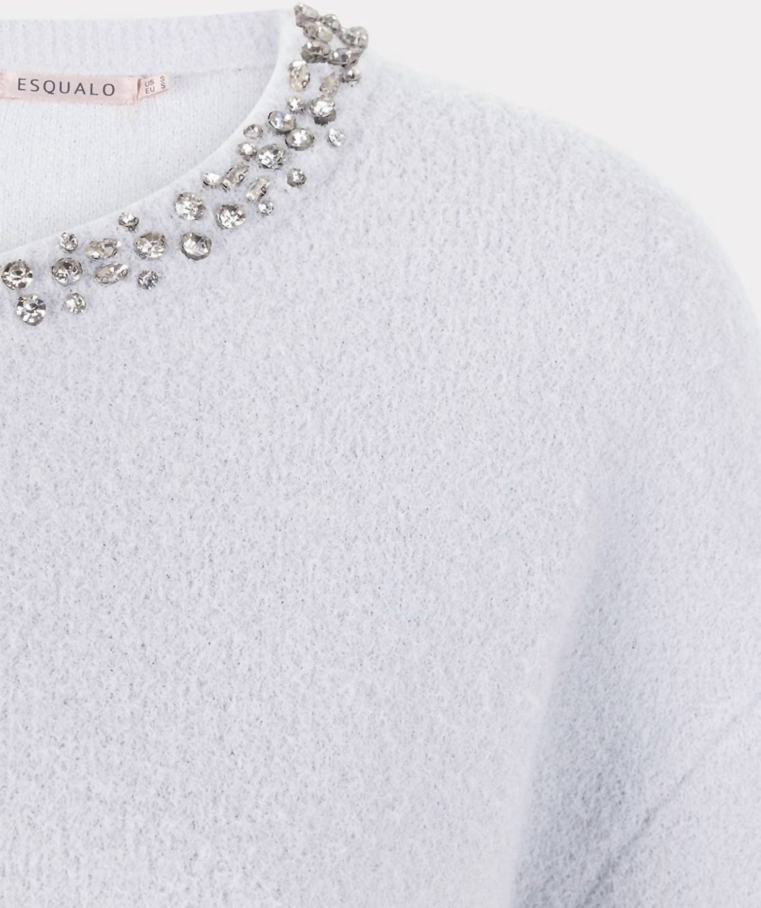 ESQUALO Fredrika Fancy Neck Sweater in off white - women's sweater - view 6