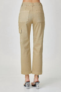 Risen - High-rise Sand Cargo Boyfriend Jeans