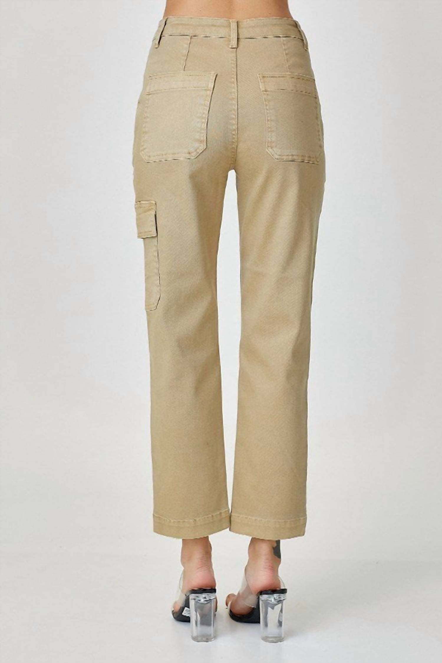 Risen - High-rise Sand Cargo Boyfriend Jeans