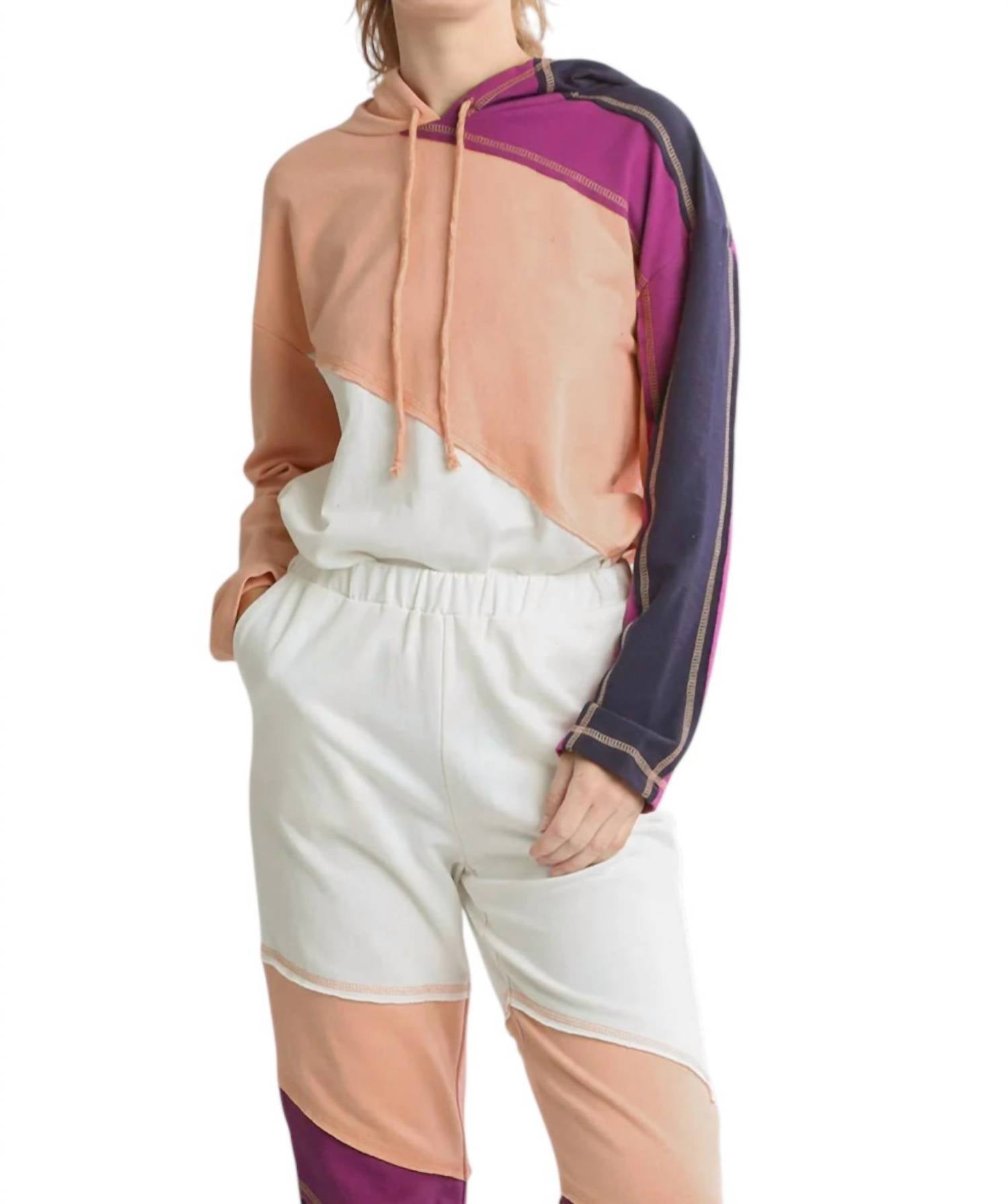 Umgee - French Terry Colorblock Stitch Detail Sweater