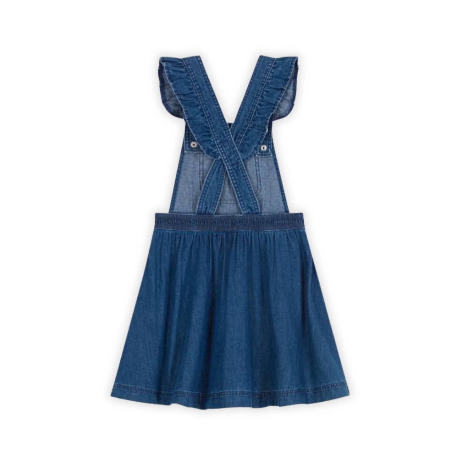 Petit Bateau - Girls Denim Sleeveless Pinafore Dress