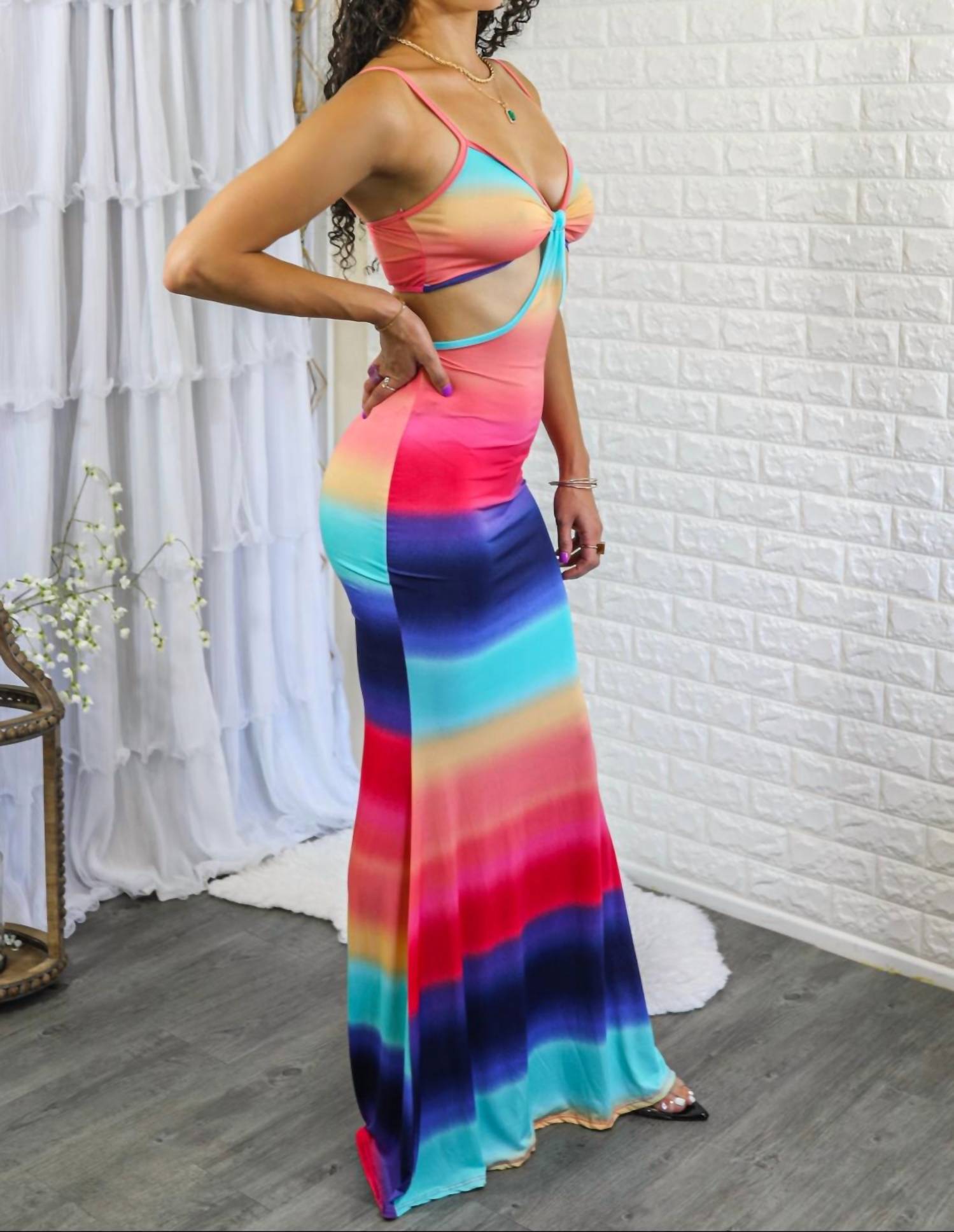 Surelymine - Over the Rainbow Cut Out Maxi Dress