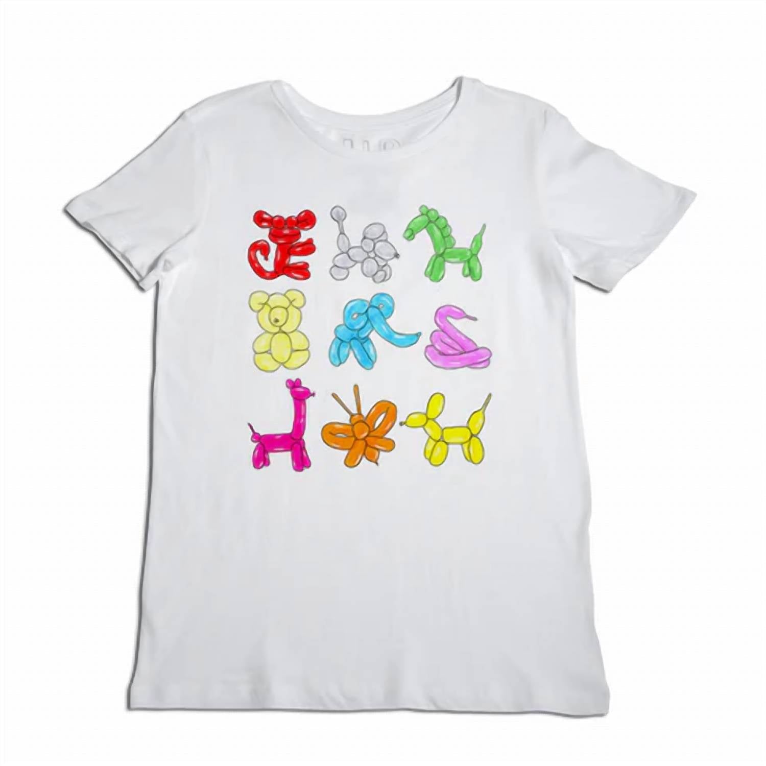 UNFORTUNATE PORTRAIT Women's Balloon Animals Boyfriend Tee in white - women's t-shirt