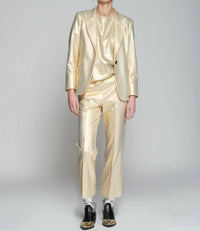 Vilagallo Hillary Stretch Blazer in gold - women's jacket - detail view