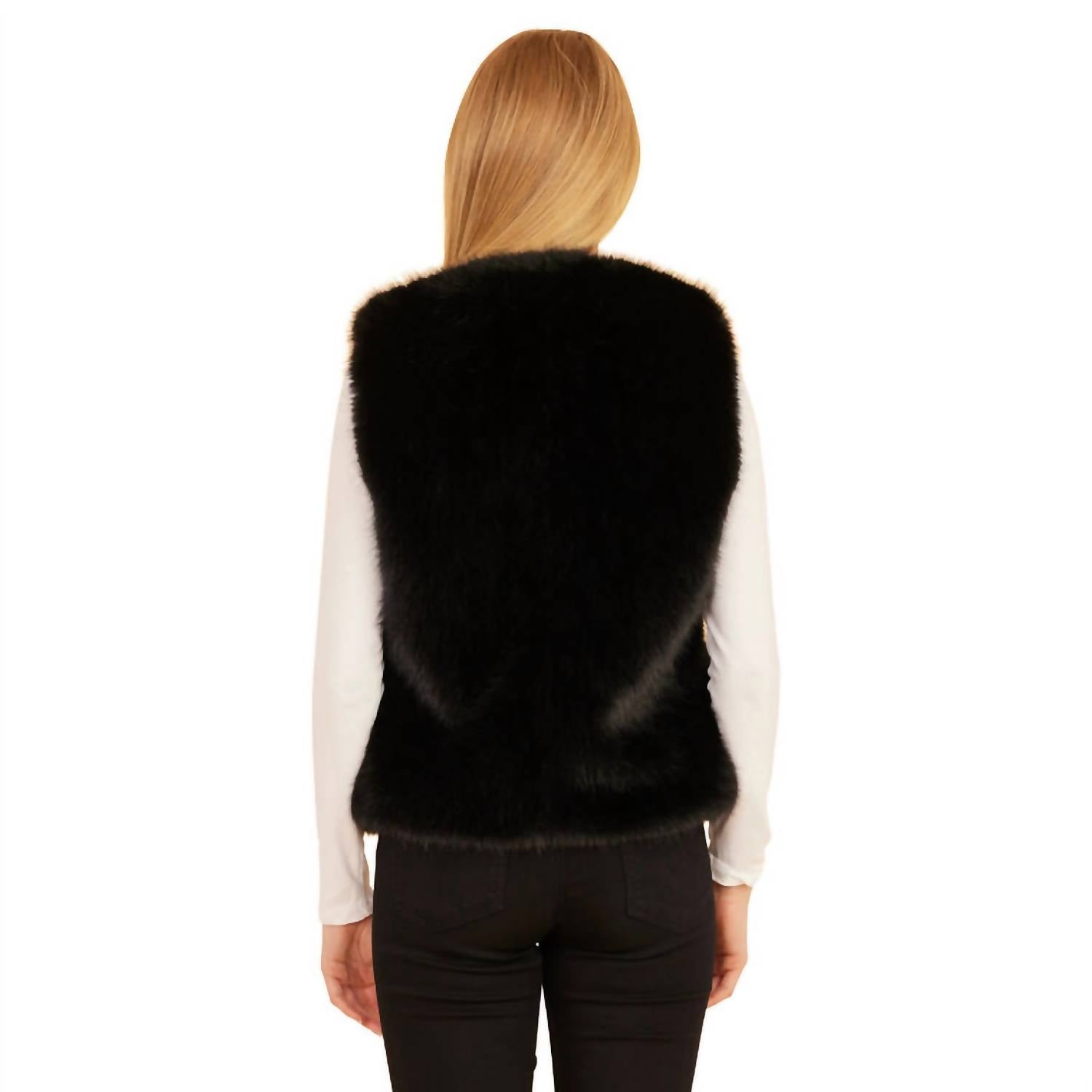 Dolce Cabo - Fake Fur Vegan Leather Trimmed Vest