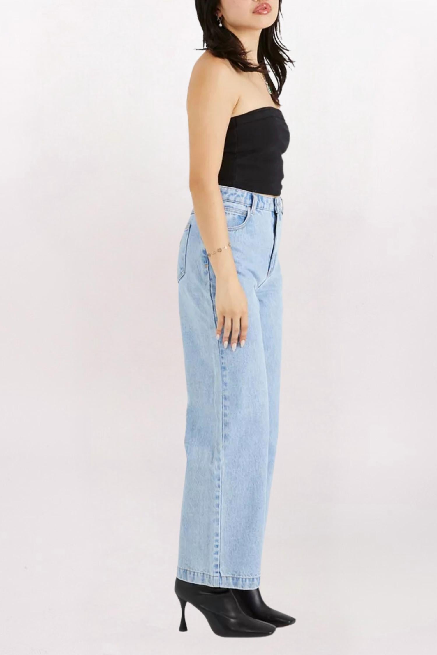 Abrand Jeans Carrie High Rise Wide Leg Jeans in light vintage indigo - women's jeans - alternate view