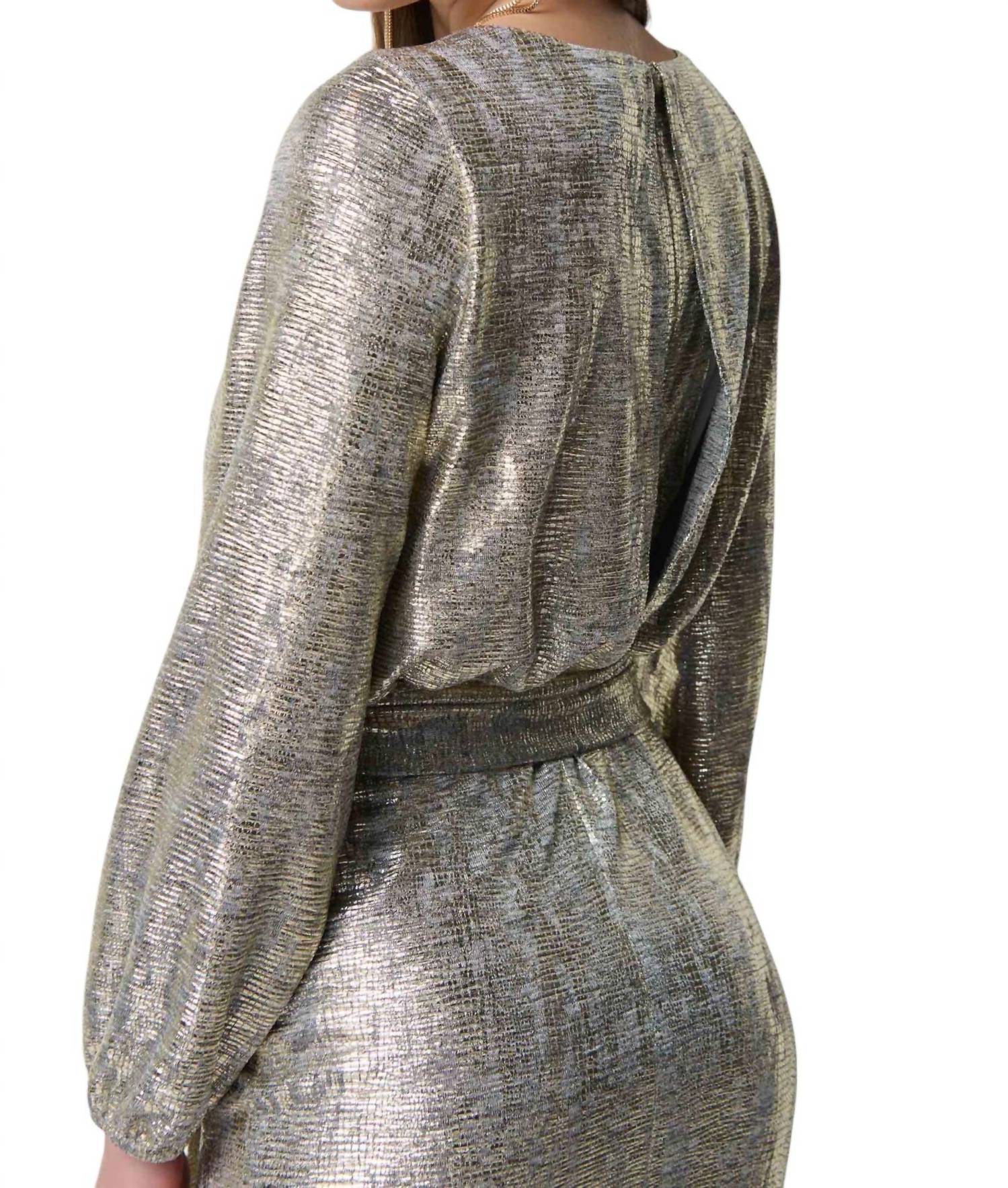 Joseph Ribkoff - Metallic Belted Wrap Dress