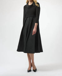 Joseph Ribkoff - Overlap Collar 3/4 Sleeve Fit And Flare Dress