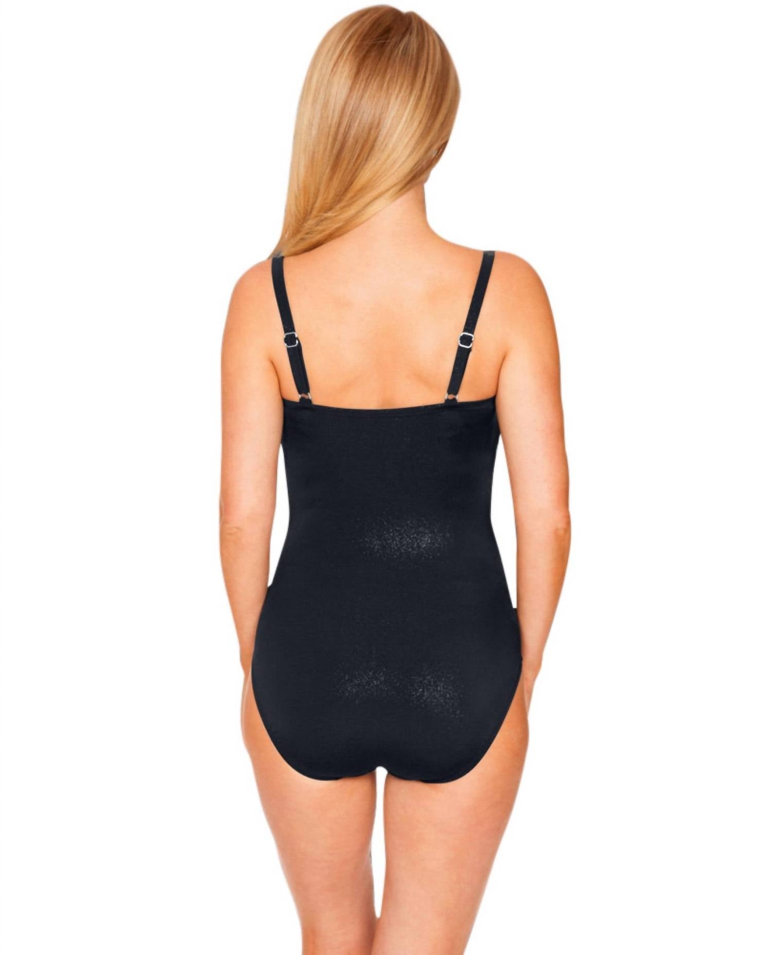 Longitude Women's Lingerie One Piece Swimsuit in lgt black - women's swimwear - detail view