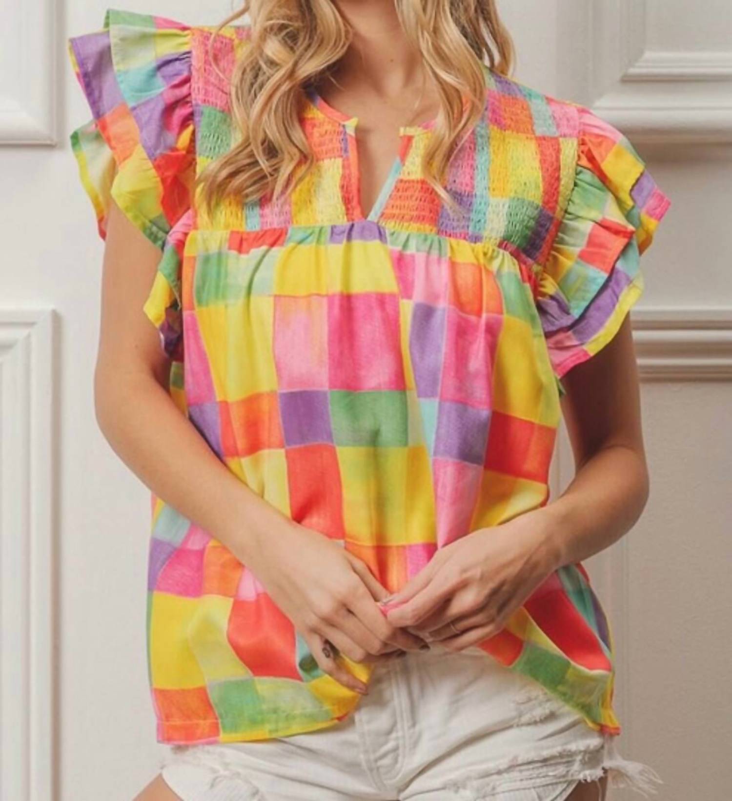 Bibi - Brielle Multicolored Ruffled Top
