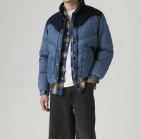 LEVI'S Women's Premium Down Jacket in medium wash - women's jacket - detail view