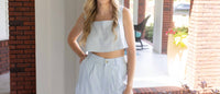 MABLE Skies And Sunshine Crop Top And Shorts Set in blue - women's sleepwear - view 4