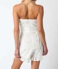 Olivaceous - Women's Eyelet Strapless Romper