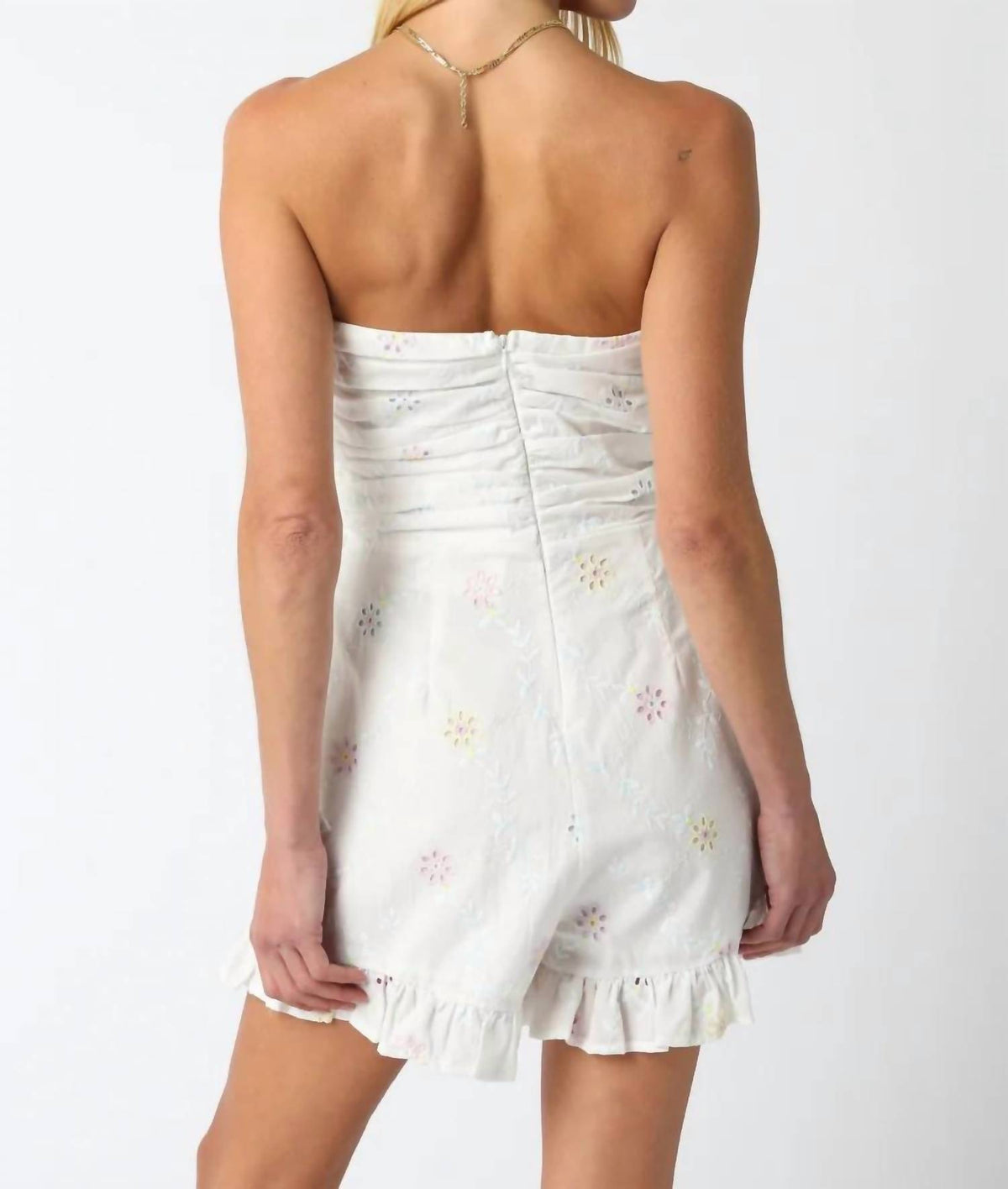 Olivaceous - Women's Eyelet Strapless Romper