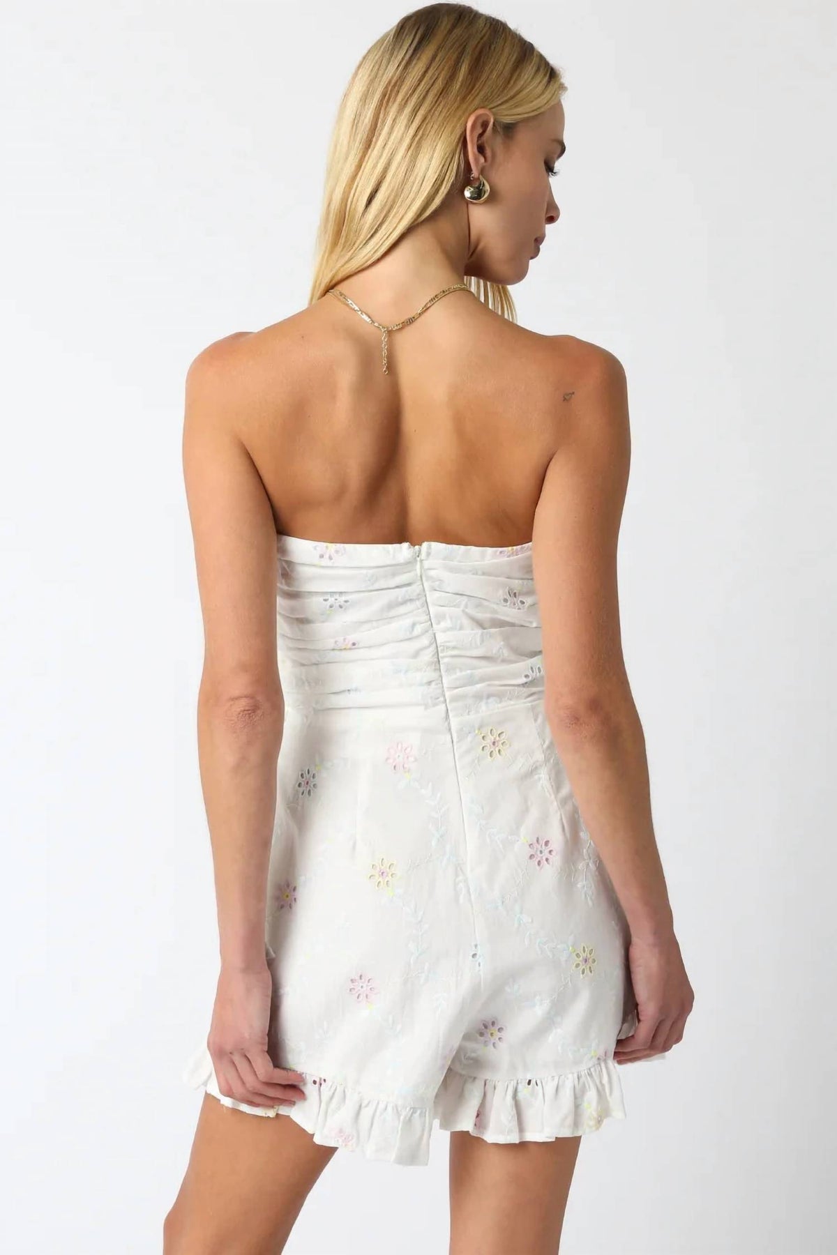 Olivaceous - Women's Eyelet Strapless Romper