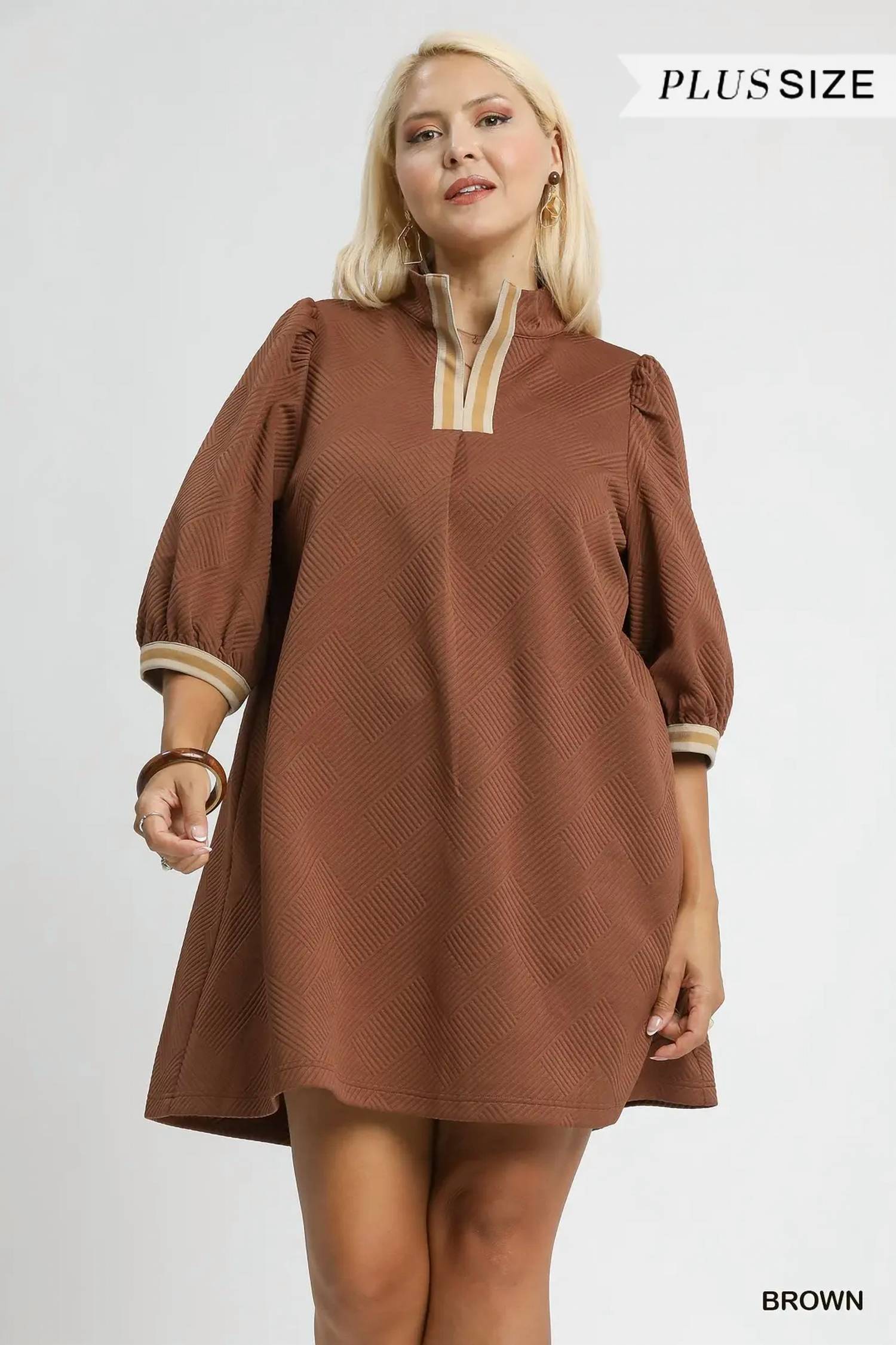 Umgee - High Neck Jacquard Mini Dress