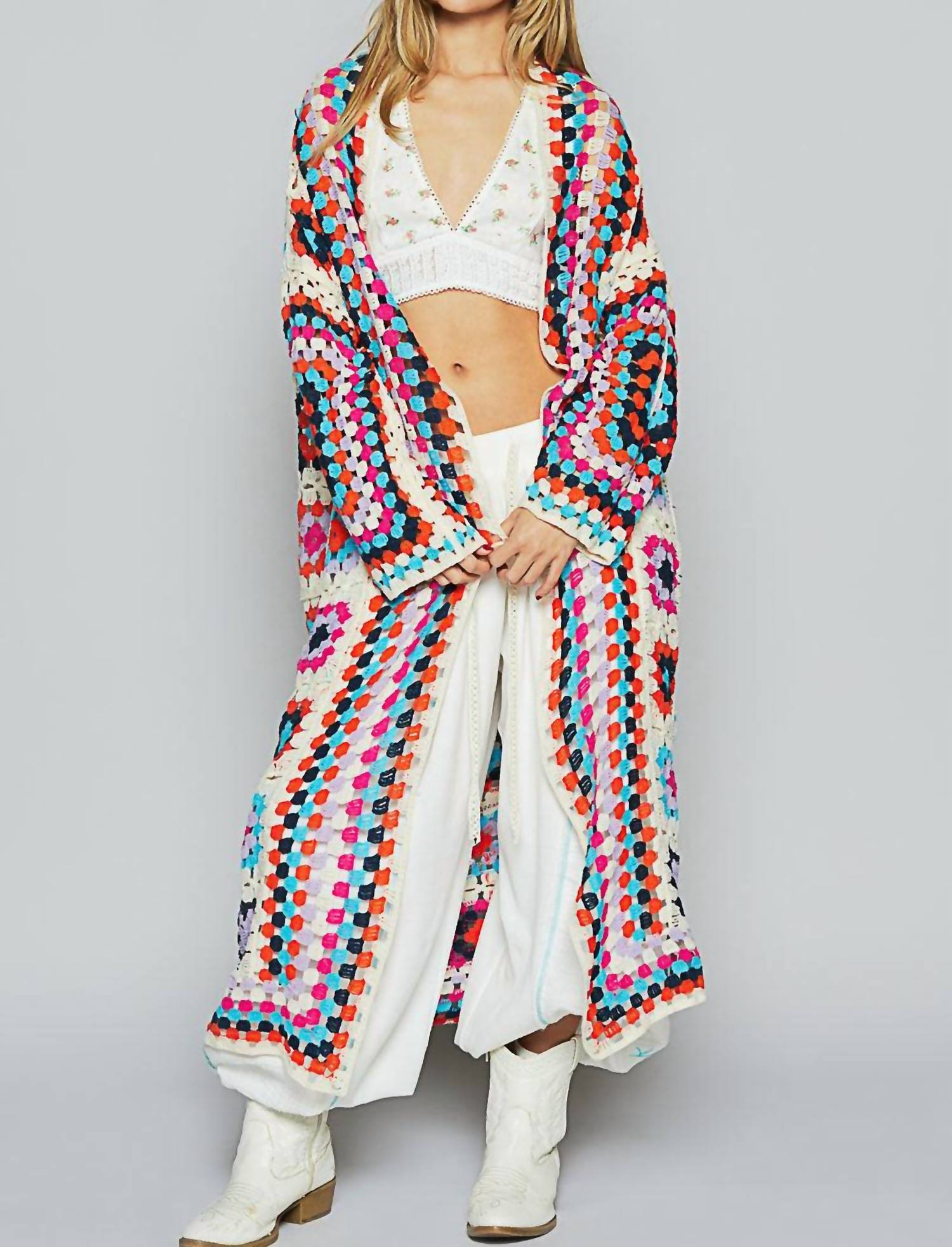 Pol - Long Sleeve Crochet Cardigan