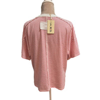 LA MIEL Coastal Shoreline Boxy Tee in red summer stripe - women's t-shirt - view 4