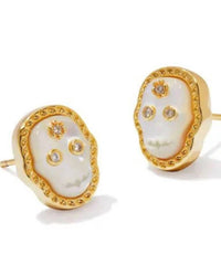 Kendra Scott Women's Sugar Skull Stud Earrings in gold - women's jewelry - detail view