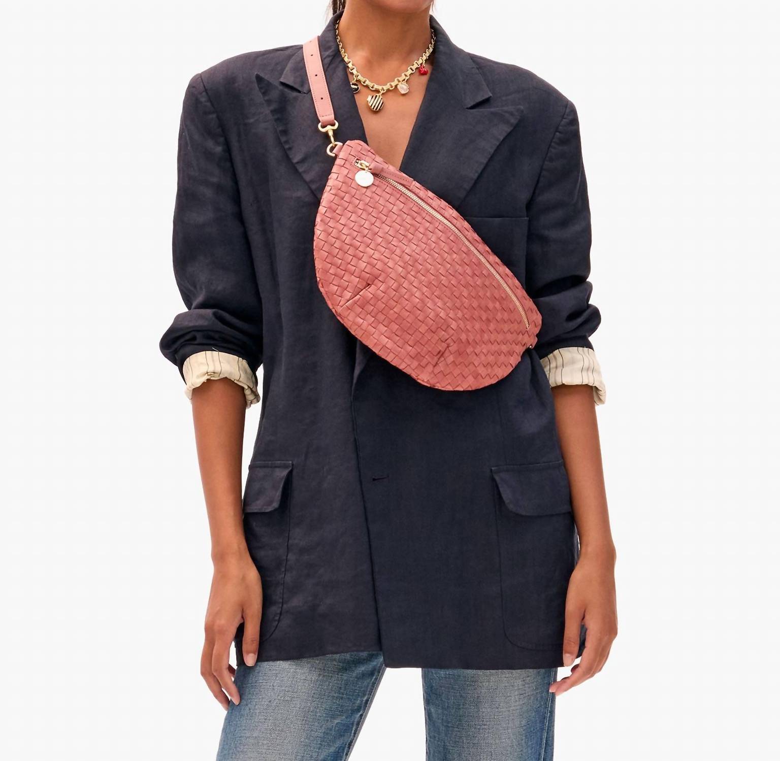Clare V. - Grande Woven Leather Belt Fanny Bag