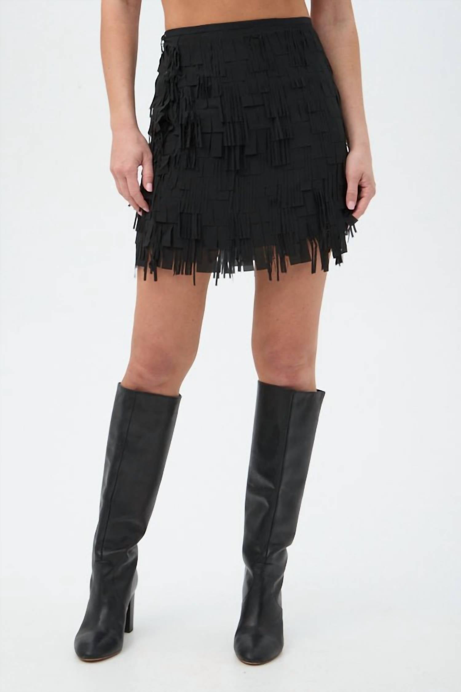 Trina Turk Rico Fringe Mini Skirt in black - women's skirt
