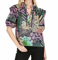 Joy Joy - Lace Trim Ruffles Top