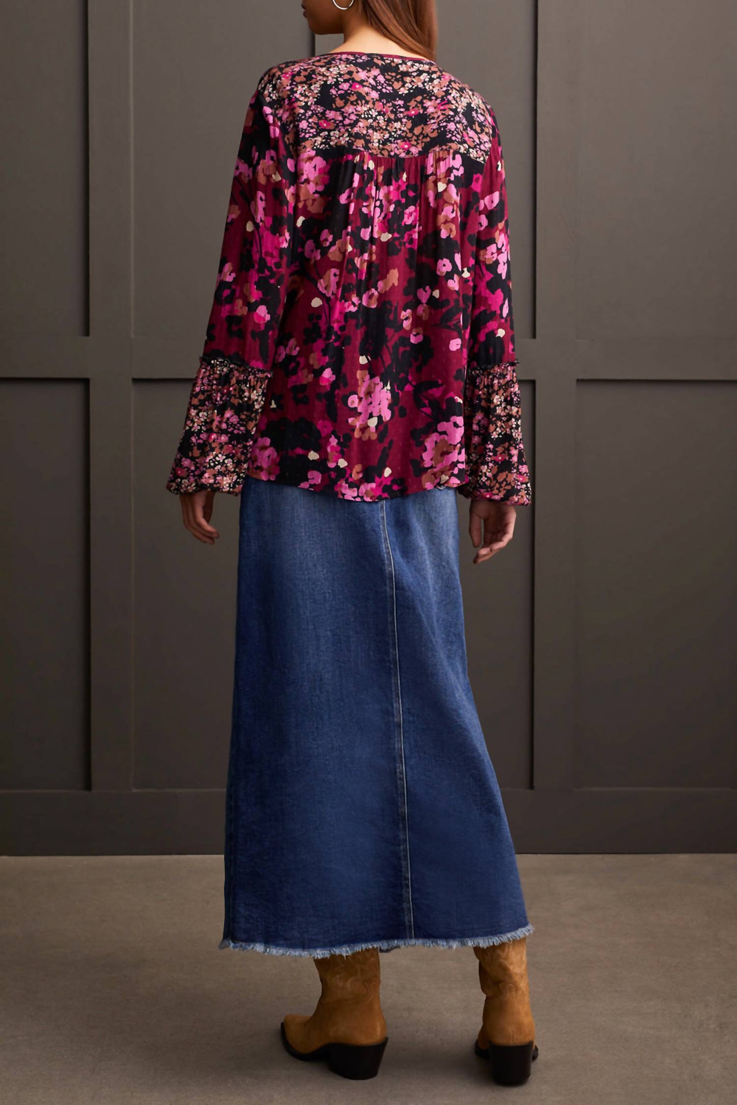 Tribal - Combo Print Button Blouse