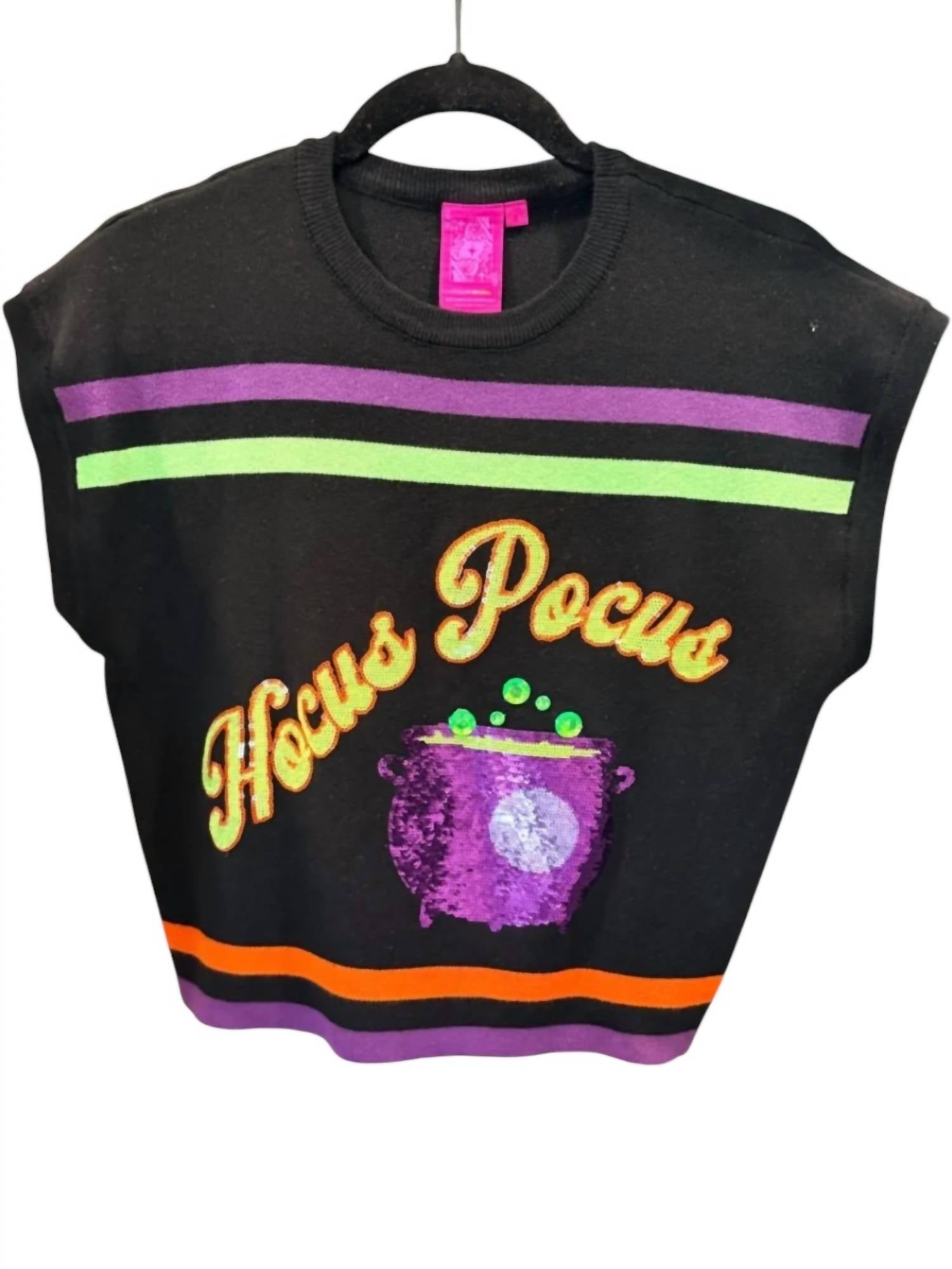 QUEEN OF SPARKLES HOCUS POCUS TOP in black - women's sweater - detail view