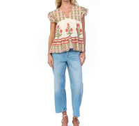 Mahila - Breezy Block Print Babydoll Top